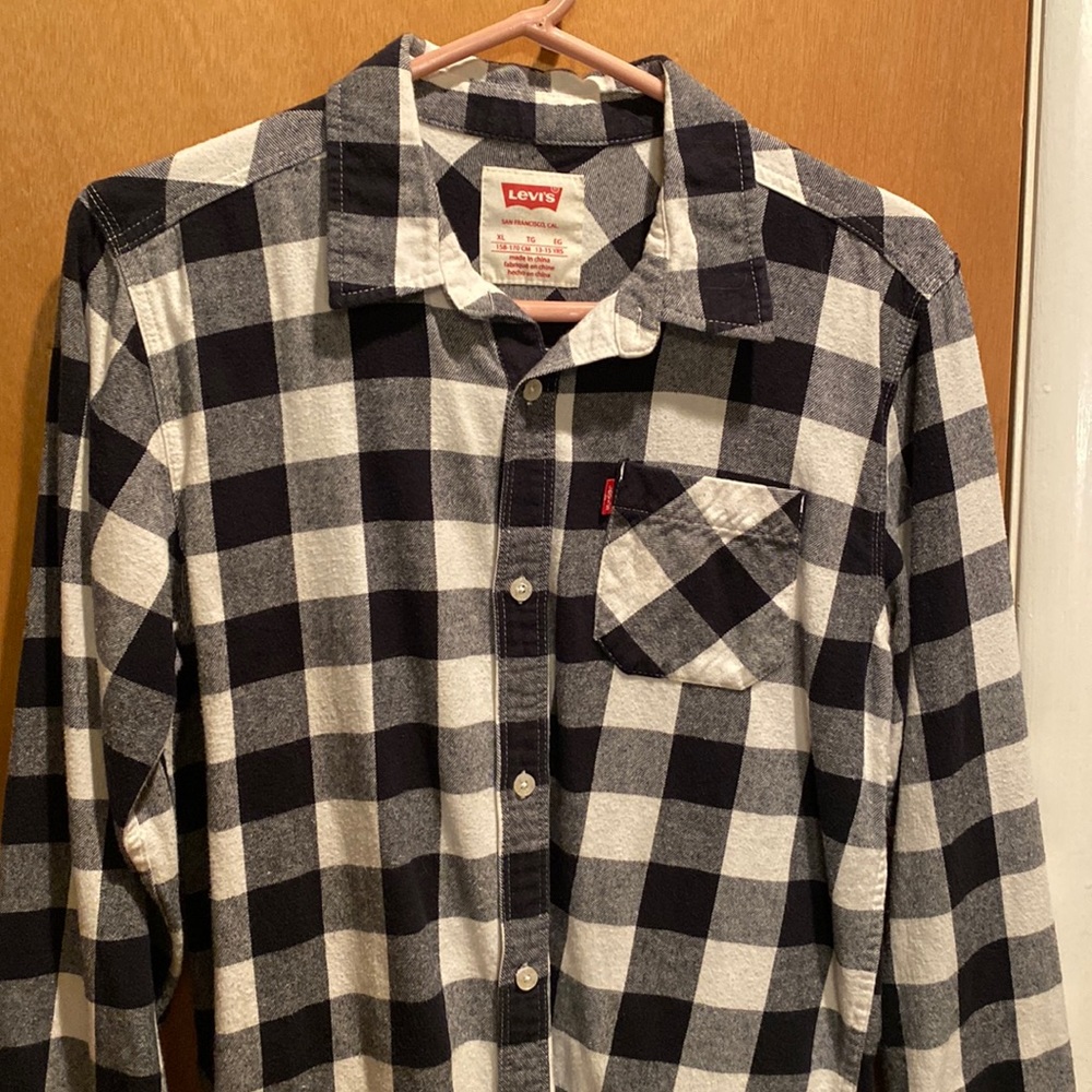 Kids Levi’s Flannel XL Buffalo plaid black white